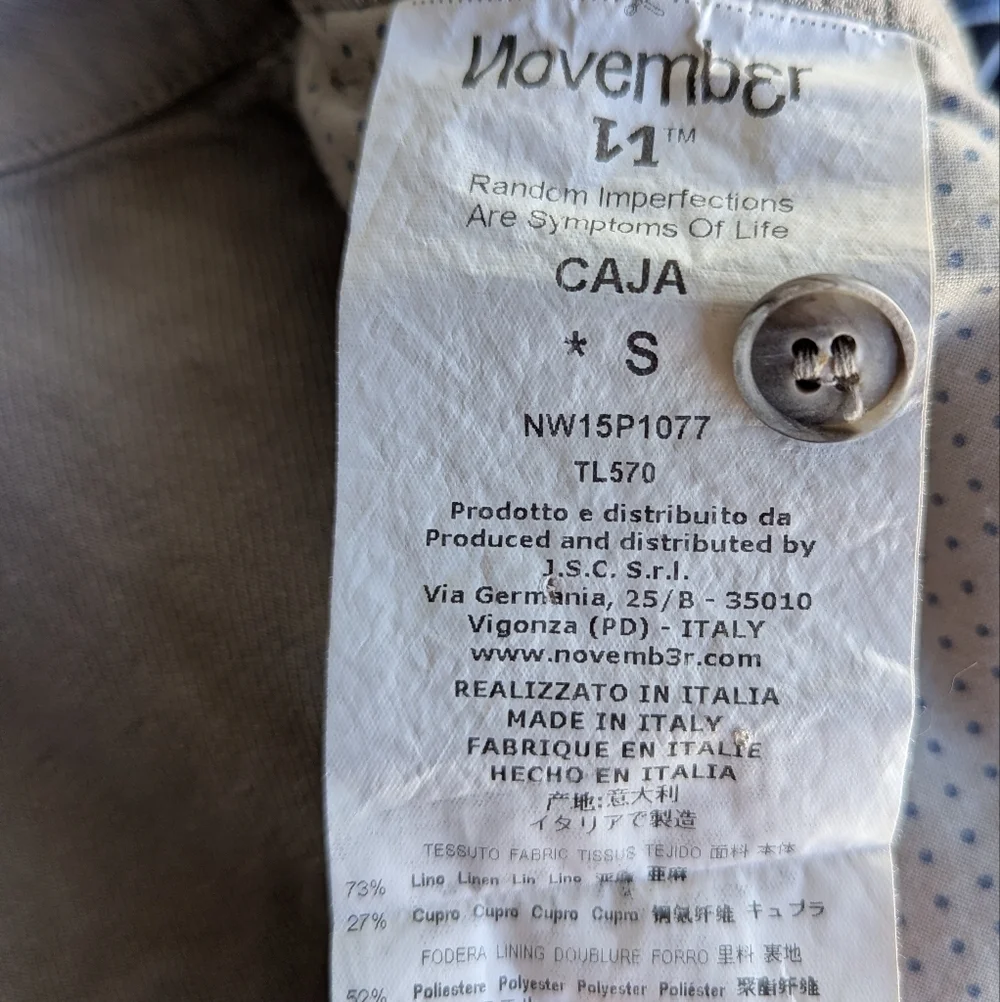November 11 Taupe Khaki Linen Cupro Drop Crotch Bermuda Shorts Size Small